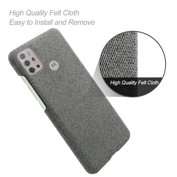 Cloth Texture Plastic Phone Case Cover for Motorola Moto G10/G30/G20 - Grey
