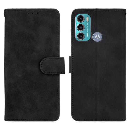 Skin-touch PU Leather Protective Phone Cover Supporting Stand Cover Wallet for Motorola Moto G60 / Moto G40 Fusion - Black