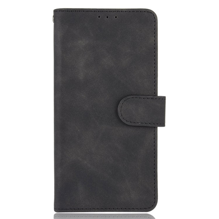 Skin-touch PU Leather Protective Phone Cover Supporting Stand Cover Wallet for Motorola Moto G60 / Moto G40 Fusion - Black