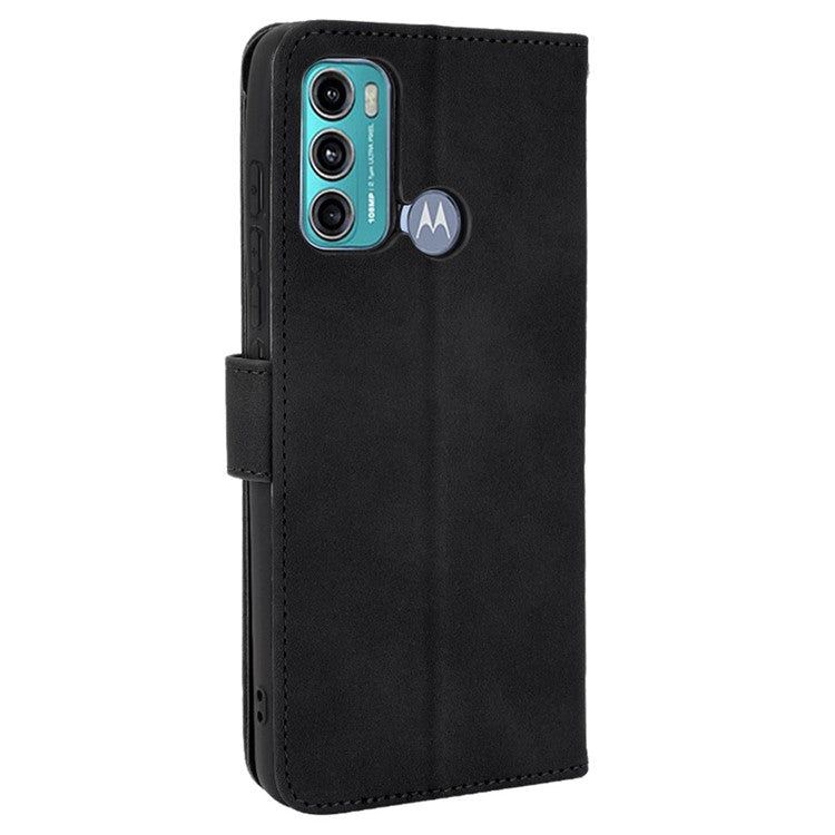 Skin-touch PU Leather Protective Phone Cover Supporting Stand Cover Wallet for Motorola Moto G60 / Moto G40 Fusion - Black