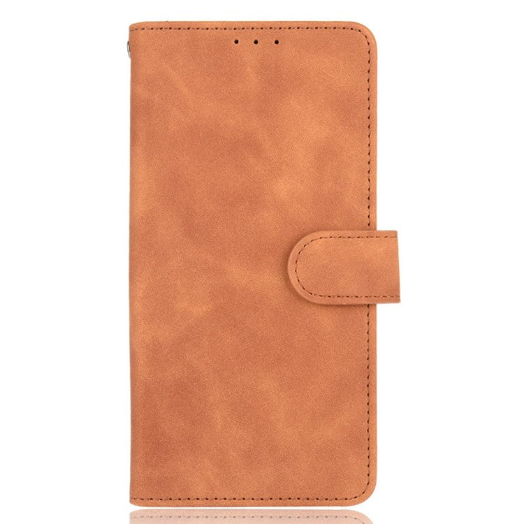 Skin-touch PU Leather Protective Phone Cover Supporting Stand Cover Wallet for Motorola Moto G60 / Moto G40 Fusion - Brown