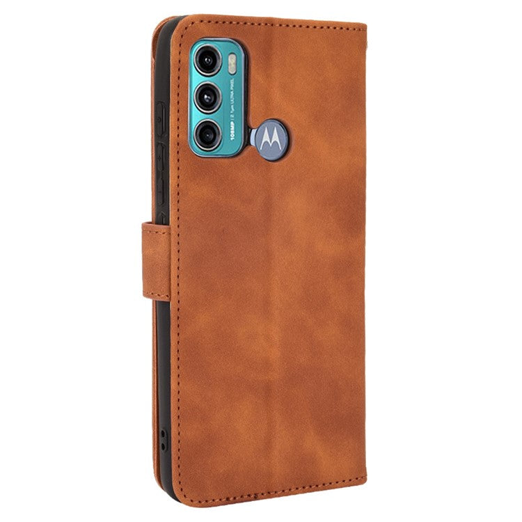 Skin-touch PU Leather Protective Phone Cover Supporting Stand Cover Wallet for Motorola Moto G60 / Moto G40 Fusion - Brown