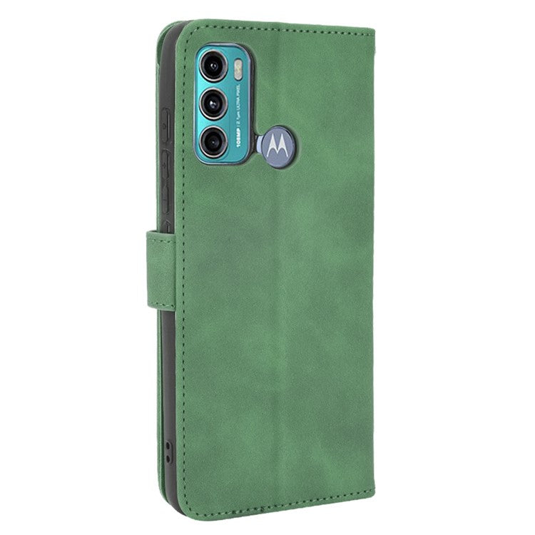 Skin-touch PU Leather Protective Phone Cover Supporting Stand Cover Wallet for Motorola Moto G60 / Moto G40 Fusion - Green