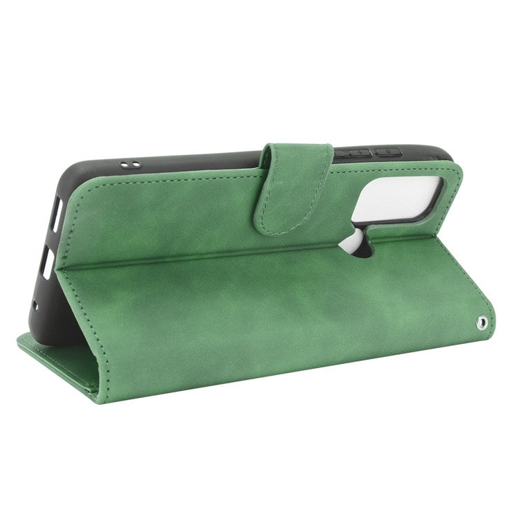 Skin-touch PU Leather Protective Phone Cover Supporting Stand Cover Wallet for Motorola Moto G60 / Moto G40 Fusion - Green
