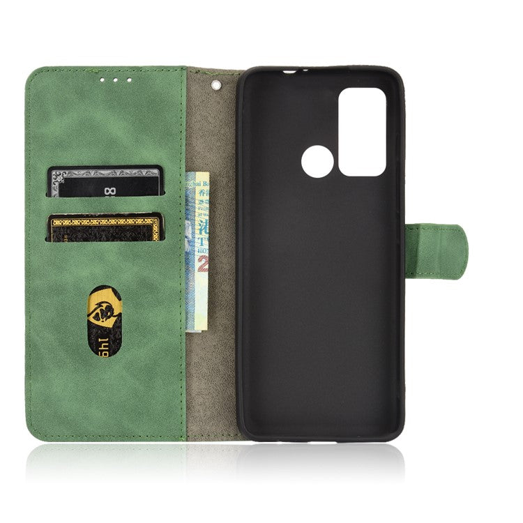 Skin-touch PU Leather Protective Phone Cover Supporting Stand Cover Wallet for Motorola Moto G60 / Moto G40 Fusion - Green