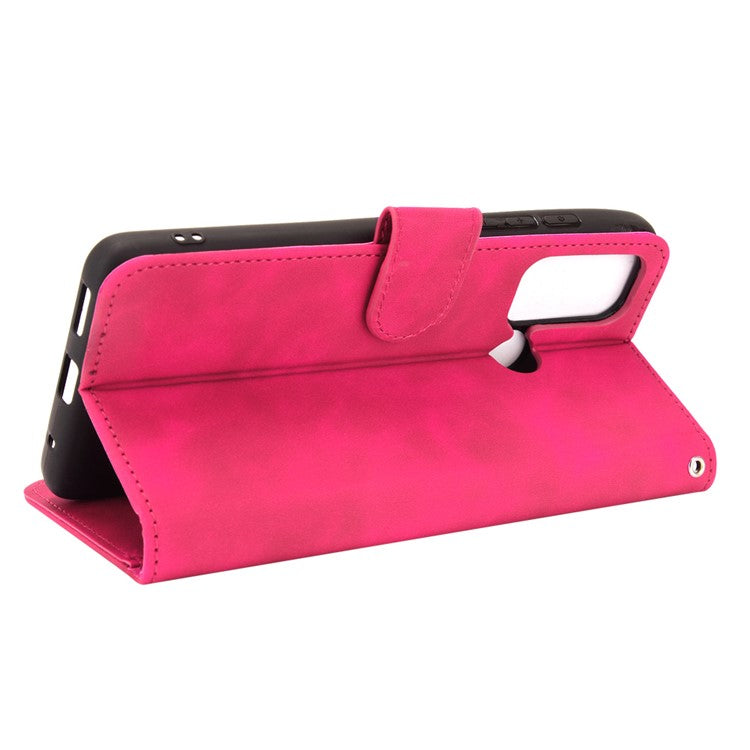 Skin-touch PU Leather Protective Phone Cover Supporting Stand Cover Wallet for Motorola Moto G60 / Moto G40 Fusion - Rose