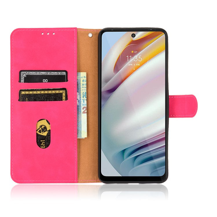 Skin-touch PU Leather Protective Phone Cover Supporting Stand Cover Wallet for Motorola Moto G60 / Moto G40 Fusion - Rose