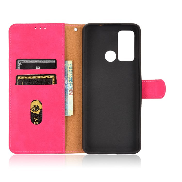 Skin-touch PU Leather Protective Phone Cover Supporting Stand Cover Wallet for Motorola Moto G60 / Moto G40 Fusion - Rose