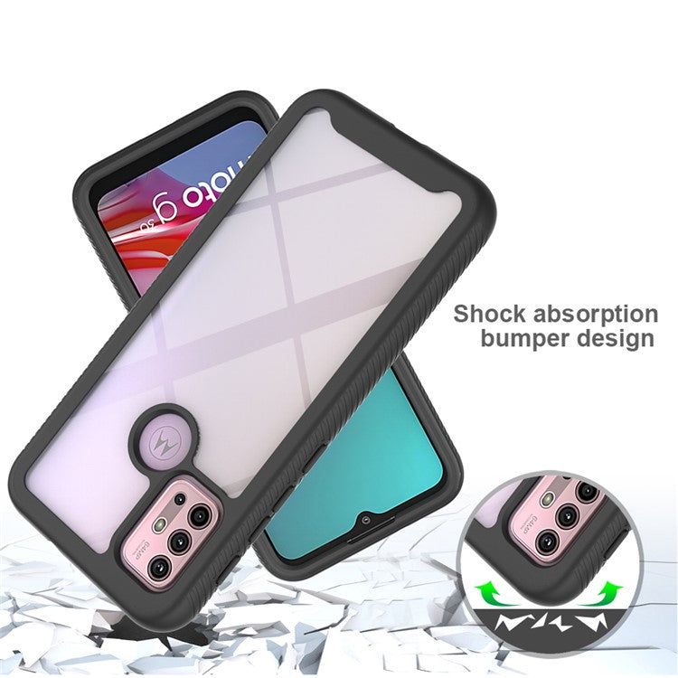 Well-Protected TPU + PC Hybrid Case Protective Cover for Motorola Moto G30 - Black