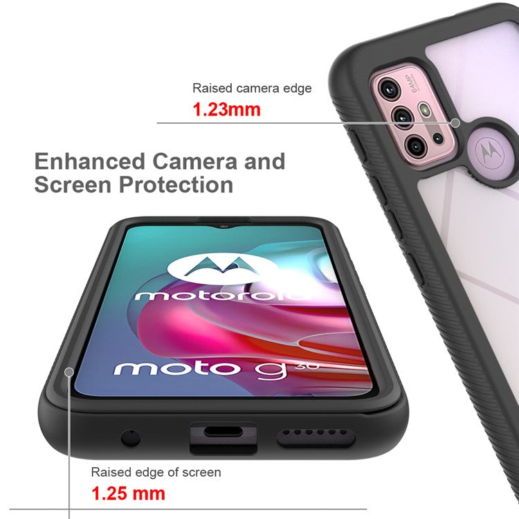 Well-Protected TPU + PC Hybrid Case Protective Cover for Motorola Moto G30 - Black