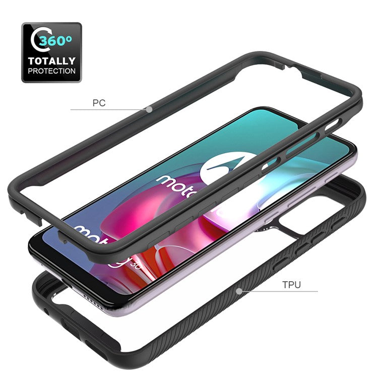 Well-Protected TPU + PC Hybrid Case Protective Cover for Motorola Moto G30 - Black