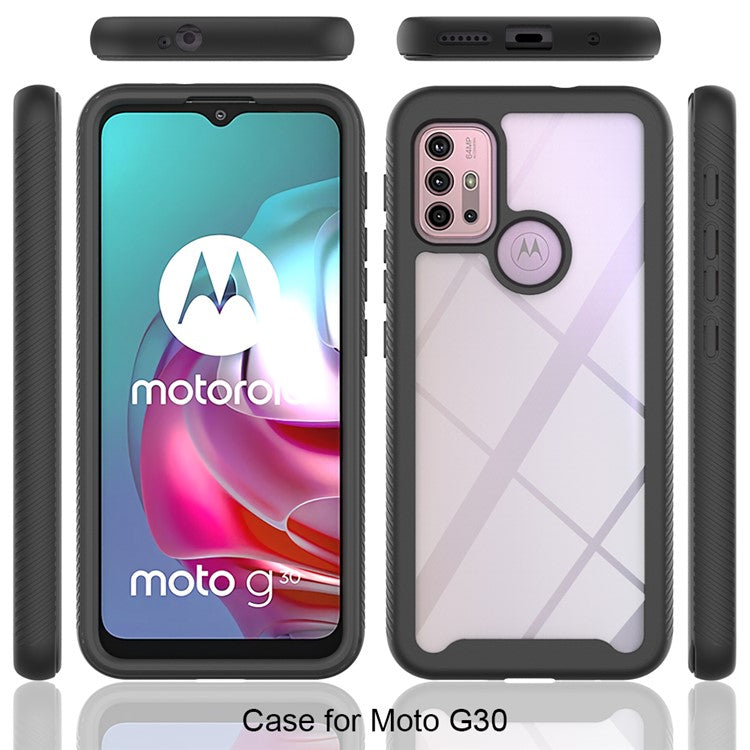 Well-Protected TPU + PC Hybrid Case Protective Cover for Motorola Moto G30 - Black