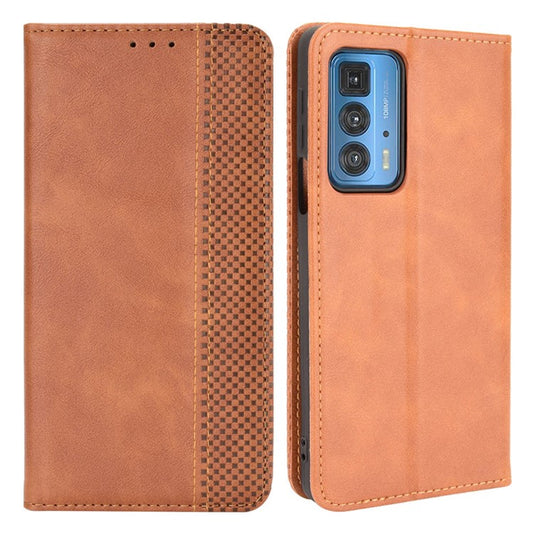 Vintage Style Wallet Stand Auto-absorbed Leather Phone Case Protector for Motorola Edge 20 Pro/Edge S Pro - Brown