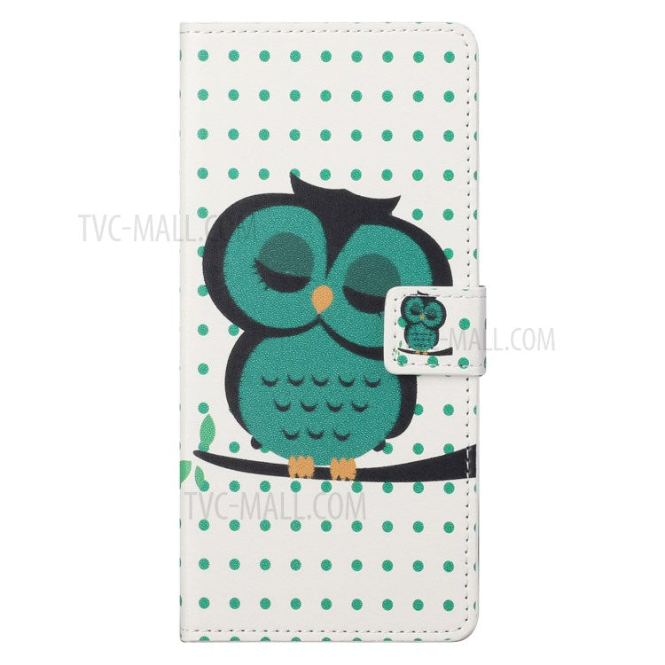 Stylish Pattern Printing Anti-Scratch Leather Protective Case with Wallet Stand for Motorola Edge 20 Pro - Single Owl