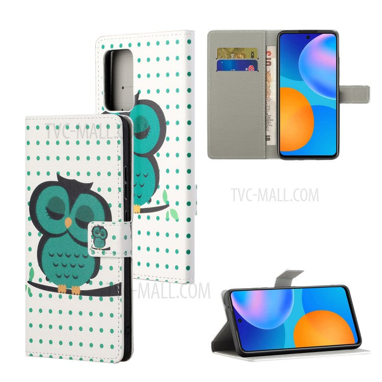 Stylish Pattern Printing Anti-Scratch Leather Protective Case with Wallet Stand for Motorola Edge 20 Pro - Single Owl