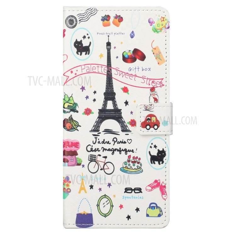 Stylish Pattern Printing Anti-Scratch Leather Protective Case with Wallet Stand for Motorola Edge 20 Pro - Iron Tower