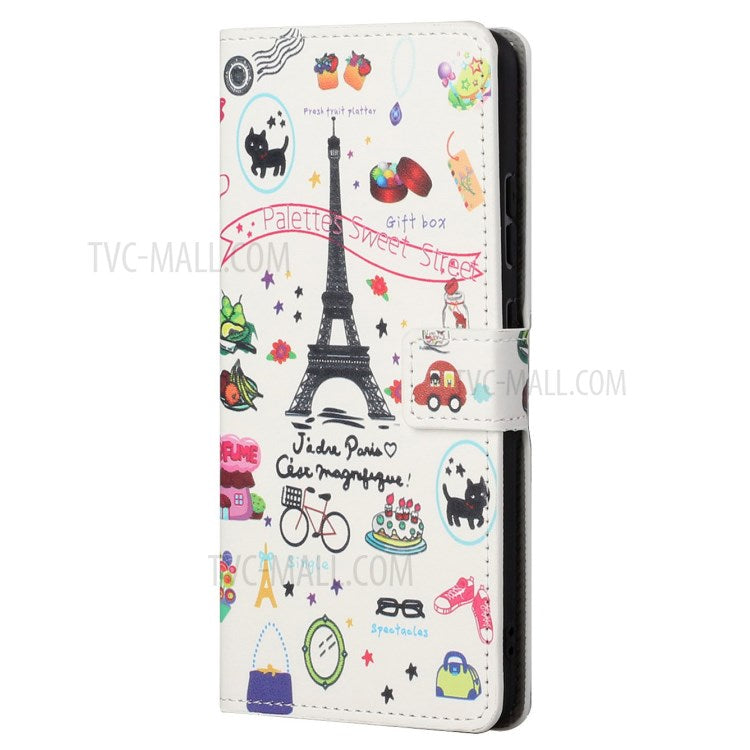 Stylish Pattern Printing Anti-Scratch Leather Protective Case with Wallet Stand for Motorola Edge 20 Pro - Iron Tower