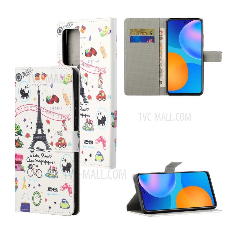 Stylish Pattern Printing Anti-Scratch Leather Protective Case with Wallet Stand for Motorola Edge 20 Pro - Iron Tower