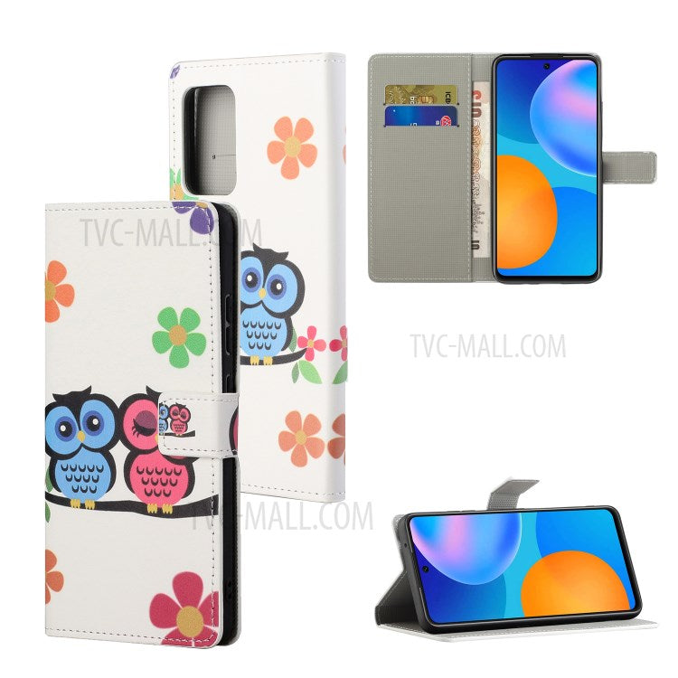 Stylish Pattern Printing Anti-Scratch Leather Protective Case with Wallet Stand for Motorola Edge 20 Pro - Owls in the Branch