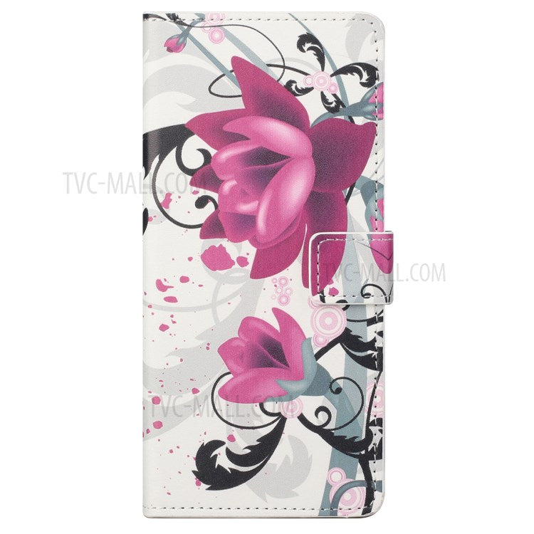 Stylish Pattern Printing Anti-Scratch Leather Protective Case with Wallet Stand for Motorola Edge 20 Pro - Flowers