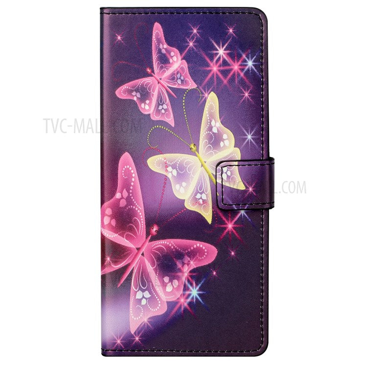 Stylish Pattern Printing Anti-Scratch Leather Protective Case with Wallet Stand for Motorola Edge 20 Pro - Sparkle Butterfly