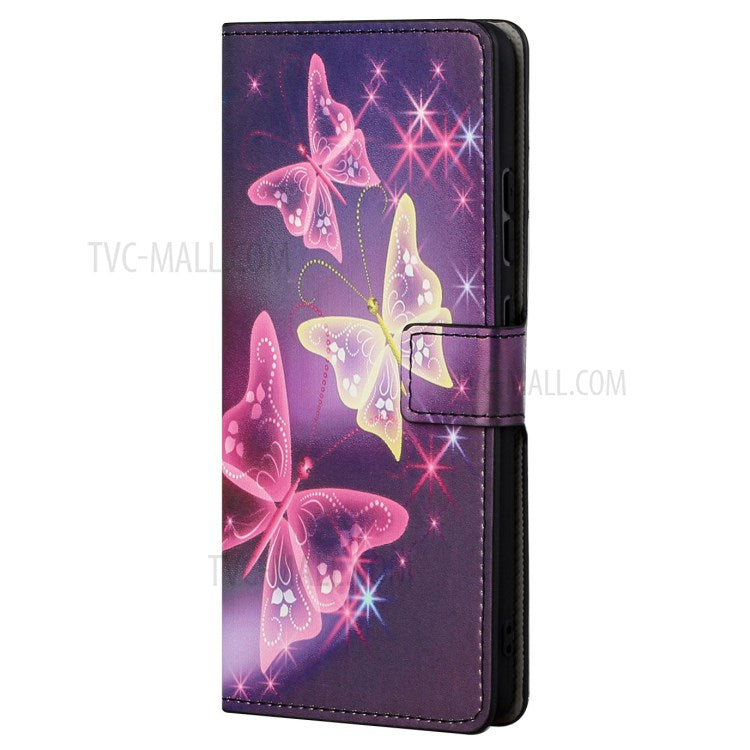 Stylish Pattern Printing Anti-Scratch Leather Protective Case with Wallet Stand for Motorola Edge 20 Pro - Sparkle Butterfly