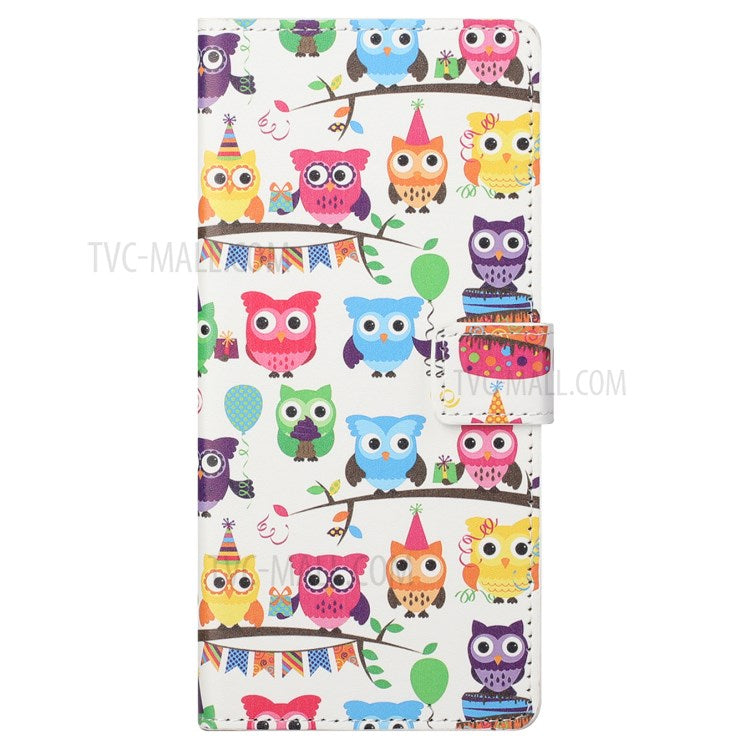 Stylish Pattern Printing Anti-Scratch Leather Protective Case with Wallet Stand for Motorola Edge 20 Pro - Owls Sticker