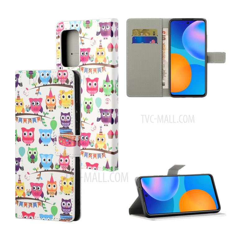 Stylish Pattern Printing Anti-Scratch Leather Protective Case with Wallet Stand for Motorola Edge 20 Pro - Owls Sticker