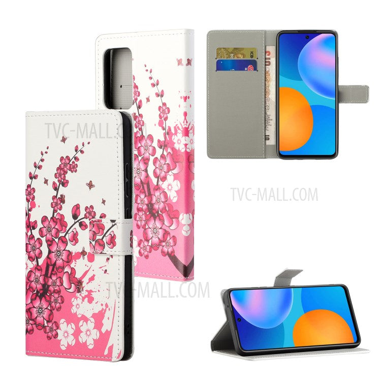 Stylish Pattern Printing Anti-Scratch Leather Protective Case with Wallet Stand for Motorola Edge 20 Pro - Plum Blossom