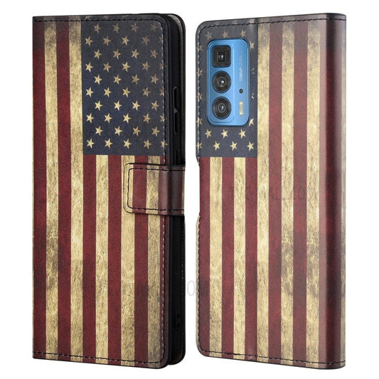 Stylish Pattern Printing Anti-Scratch Leather Protective Case with Wallet Stand for Motorola Edge 20 Pro - Flag Element 1