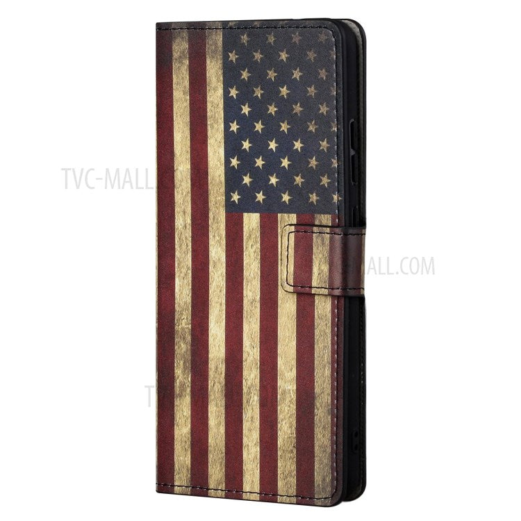 Stylish Pattern Printing Anti-Scratch Leather Protective Case with Wallet Stand for Motorola Edge 20 Pro - Flag Element 1