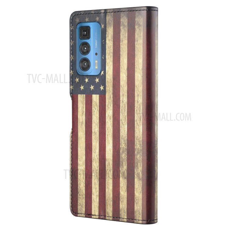 Stylish Pattern Printing Anti-Scratch Leather Protective Case with Wallet Stand for Motorola Edge 20 Pro - Flag Element 1