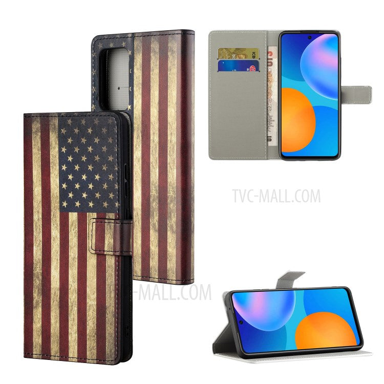 Stylish Pattern Printing Anti-Scratch Leather Protective Case with Wallet Stand for Motorola Edge 20 Pro - Flag Element 1