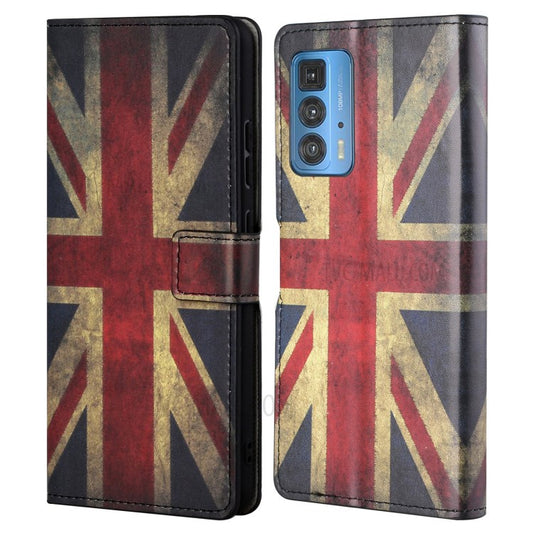 Stylish Pattern Printing Anti-Scratch Leather Protective Case with Wallet Stand for Motorola Edge 20 Pro - Flag Element 2