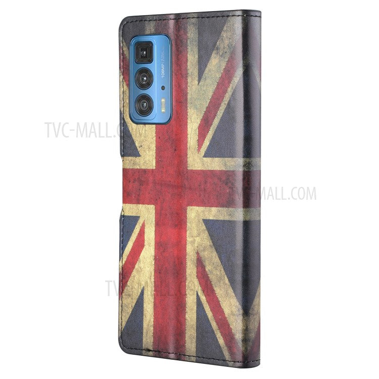 Stylish Pattern Printing Anti-Scratch Leather Protective Case with Wallet Stand for Motorola Edge 20 Pro - Flag Element 2