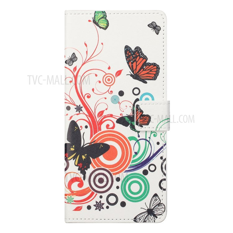 Stylish Pattern Printing Anti-Scratch Leather Protective Case with Wallet Stand for Motorola Edge 20 Pro - Colorful Butterfly