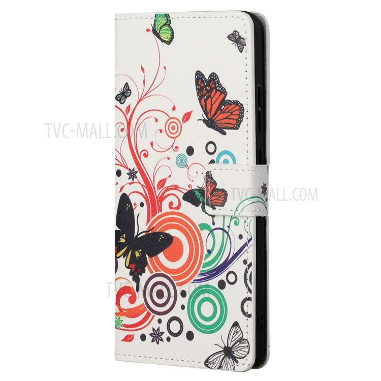 Stylish Pattern Printing Anti-Scratch Leather Protective Case with Wallet Stand for Motorola Edge 20 Pro - Colorful Butterfly