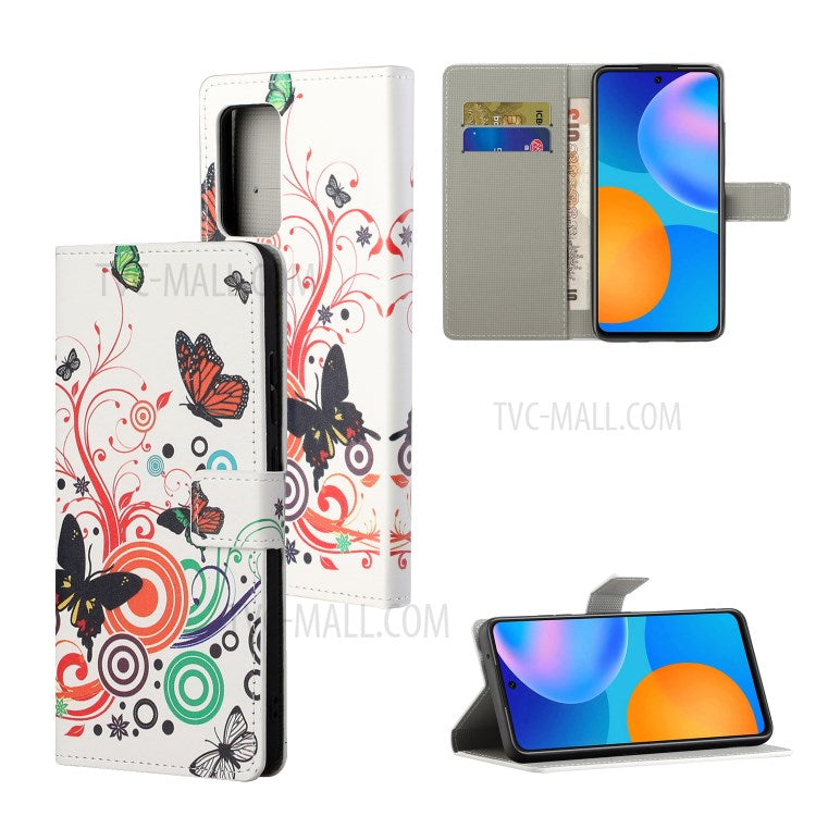 Stylish Pattern Printing Anti-Scratch Leather Protective Case with Wallet Stand for Motorola Edge 20 Pro - Colorful Butterfly