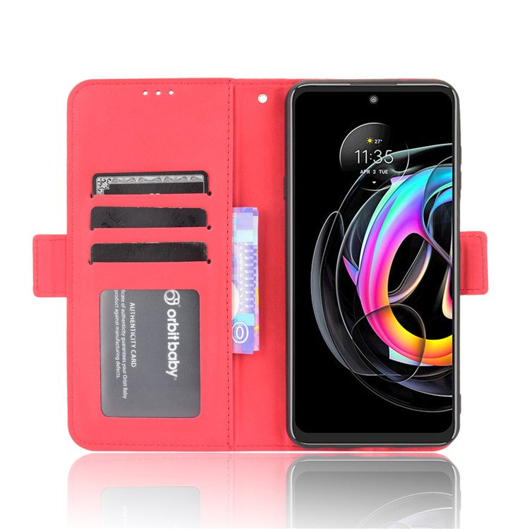 PU Leather Wallet Stand Design Phone Case with Multiple Card Slots for Motorola Edge 20 Lite/Edge 20 Fusion - Red