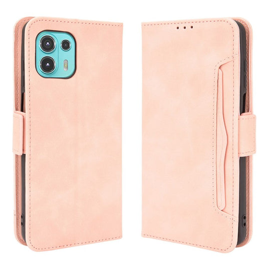 PU Leather Wallet Stand Design Phone Case with Multiple Card Slots for Motorola Edge 20 Lite/Edge 20 Fusion - Pink