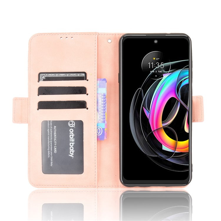 PU Leather Wallet Stand Design Phone Case with Multiple Card Slots for Motorola Edge 20 Lite/Edge 20 Fusion - Pink