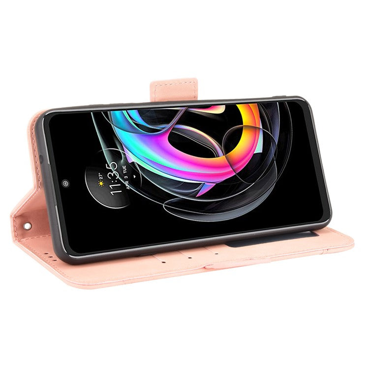 PU Leather Wallet Stand Design Phone Case with Multiple Card Slots for Motorola Edge 20 Lite/Edge 20 Fusion - Pink