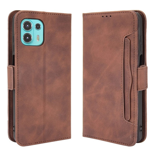 PU Leather Wallet Stand Design Phone Case with Multiple Card Slots for Motorola Edge 20 Lite/Edge 20 Fusion - Brown