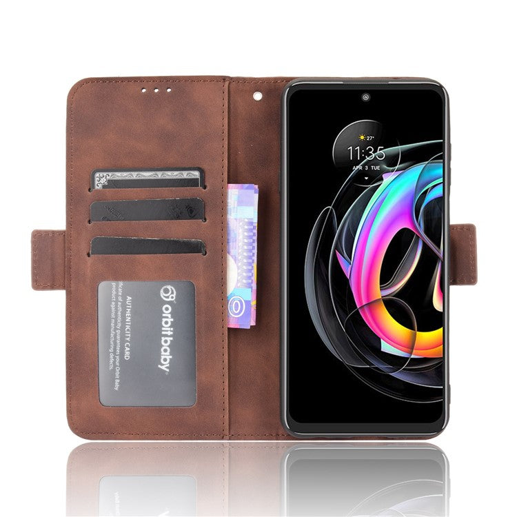 PU Leather Wallet Stand Design Phone Case with Multiple Card Slots for Motorola Edge 20 Lite/Edge 20 Fusion - Brown