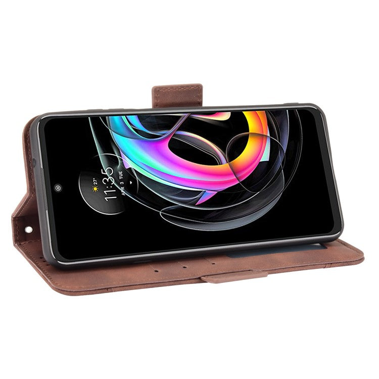 PU Leather Wallet Stand Design Phone Case with Multiple Card Slots for Motorola Edge 20 Lite/Edge 20 Fusion - Brown