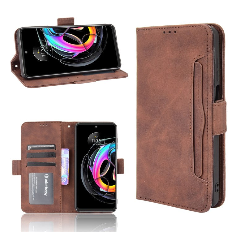 PU Leather Wallet Stand Design Phone Case with Multiple Card Slots for Motorola Edge 20 Lite/Edge 20 Fusion - Brown