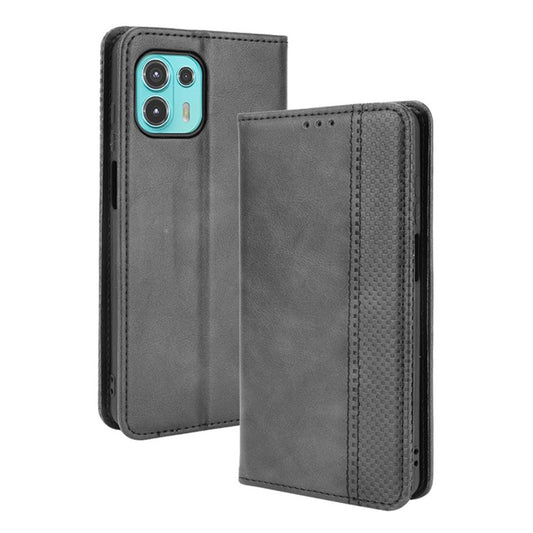 Auto-Absorbed Vintage Style Wallet Protective Cover Anti-Drop Leather Phone Case with Stand for Motorola Edge 20 Lite/Edge 20 Fusion - Black
