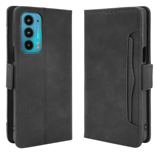 PU Leather Anti-Drop Multiple Card Slots Wallet Design Phone Cover with Stand for Motorola Edge 20 /Edge Lite Luxury Edition - Black