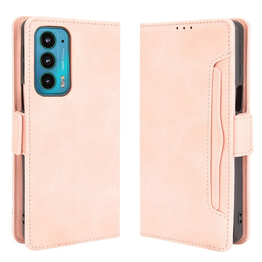 PU Leather Anti-Drop Multiple Card Slots Wallet Design Phone Cover with Stand for Motorola Edge 20 /Edge Lite Luxury Edition - Pink