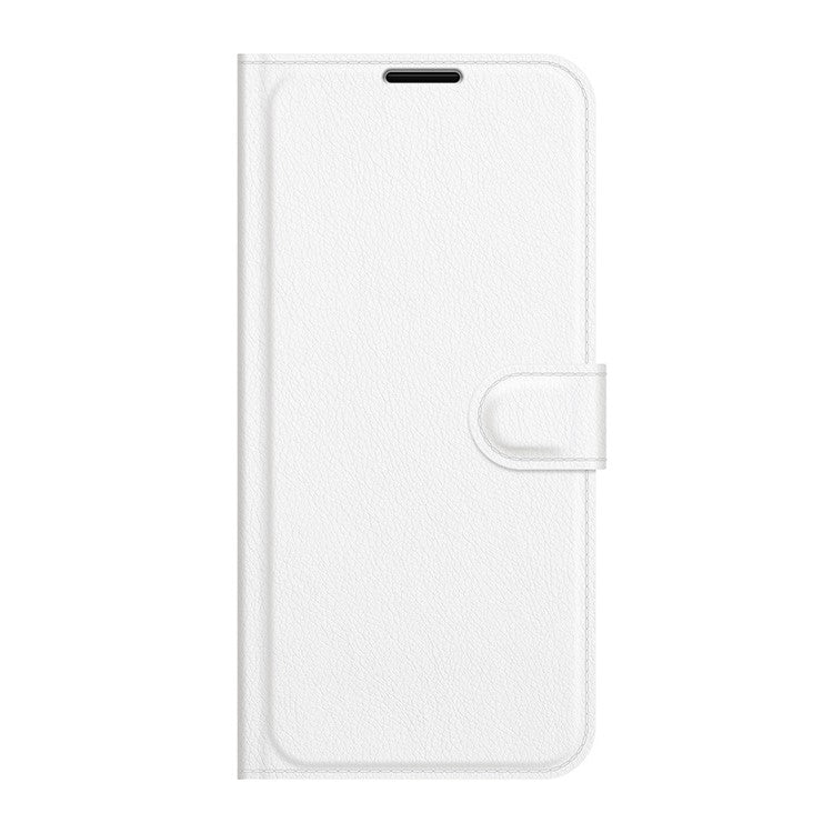 Wallet Design Folio Flip Litchi Texture Protective Soft PU Leather Phone Case with Stand for Motorola Edge 20 - White